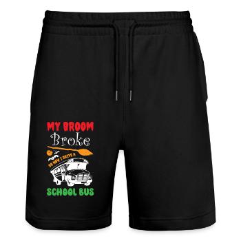 Funny Witch School Bus Driver Halloween - Stanley/Stella Trainer Unisex Organic Jogging Shorts - black - Front - Nik (191cm) & Marisol (170cm)