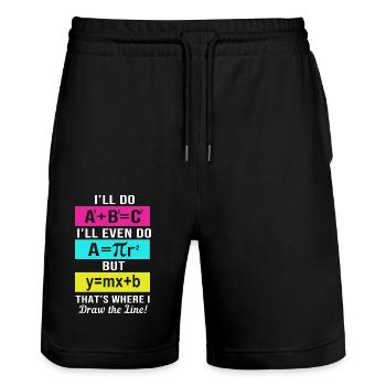 Mathematik - Stanley/Stella Unisex Bio Joggingshorts Trainer  - Schwarz - Vorne - Nik (191cm) & Marisol (170cm)