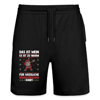 Père Noël Noël laid Noël - Short de jogging bio TRAINER Stanley/Stella unisexe - noir - Devant - Nik (191cm) & Marisol (170cm)