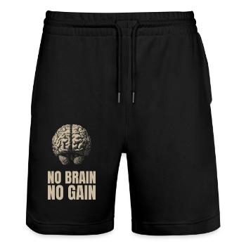 No Brain No Gain - Short de jogging bio TRAINER Stanley/Stella unisexe - noir - Devant - Nik (191cm) & Marisol (170cm)