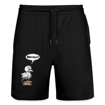 Bulle de mouette Delulu - Short de jogging bio TRAINER Stanley/Stella unisexe - noir - Devant - Nik (191cm) & Marisol (170cm)