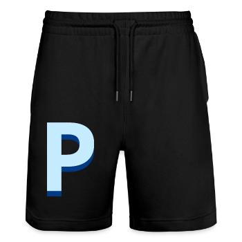 Letter p blue pop and modern - Stanley/Stella Trainer Unisex Organic Jogging Shorts - black - Front - Nik (191cm) & Marisol (170cm)
