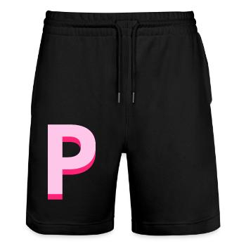 Pop und moderner rosa Buchstabe p - Stanley/Stella Unisex Bio Joggingshorts Trainer  - Schwarz - Vorne - Nik (191cm) & Marisol (170cm)