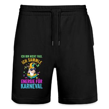 Karnevalskostüm Fasching Karneval - Stanley/Stella Unisex Bio Joggingshorts Trainer  - Schwarz - Vorne - Nik (191cm) & Marisol (170cm)