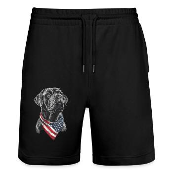Englischer Mastiff - Stanley/Stella Unisex Bio Joggingshorts Trainer  - Schwarz - Vorne - Nik (191cm) & Marisol (170cm)