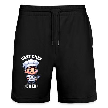 Bester Koch aller Zeiten - Stanley/Stella Unisex Bio Joggingshorts Trainer  - Schwarz - Vorne - Nik (191cm) & Marisol (170cm)