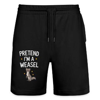 Wiesel - Stanley/Stella Unisex Bio Joggingshorts Trainer  - Schwarz - Vorne - Nik (191cm) & Marisol (170cm)