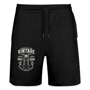 2004 Vintage Born Birthday Vintage Motorcycle - Stanley/Stella Trainer Unisex Organic Jogging Shorts - black - Front - Nik (191cm) & Marisol (170cm)