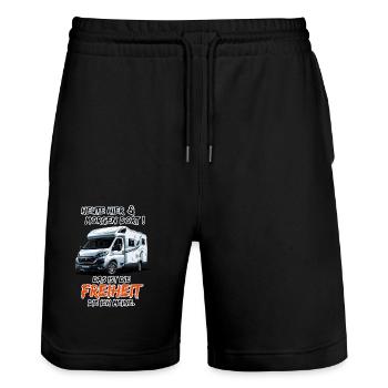 Here today & there tomorrow, that's freedom... - Stanley/Stella Trainer Unisex Organic Jogging Shorts - black - Front - Nik (191cm) & Marisol (170cm)
