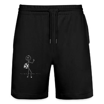 Football fan - Stanley/Stella Trainer Unisex Organic Jogging Shorts - black - Front - Nik (191cm) & Marisol (170cm)