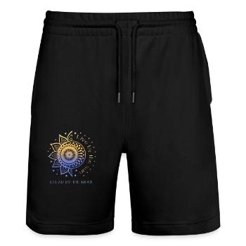 Live By The Sun Dream By The Moon Sonne Mond Boho - Stanley/Stella Trainer Unisex Organic Jogging Shorts - black - Front - Nik (191cm) & Marisol (170cm)