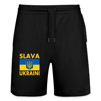 Slava ukraini - Stanley/Stella Unisex Bio Joggingshorts Trainer  - Schwarz - Vorne - Nik (191cm) & Marisol (170cm)