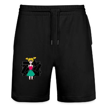 EHEFRAU. TOCHTER. JUGENDLICHER. FRAUENTAG - Stanley/Stella Unisex Bio Joggingshorts Trainer  - Schwarz - Vorne - Nik (191cm) & Marisol (170cm)