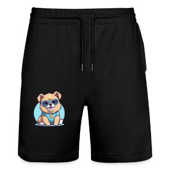 Cooler Welpe - Stanley/Stella Unisex Bio Joggingshorts Trainer  - Schwarz - Vorne - Nik (191cm) & Marisol (170cm)