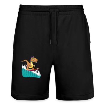dino surf cool #2 - Short de jogging bio TRAINER Stanley/Stella unisexe - noir - Devant - Nik (191cm) & Marisol (170cm)
