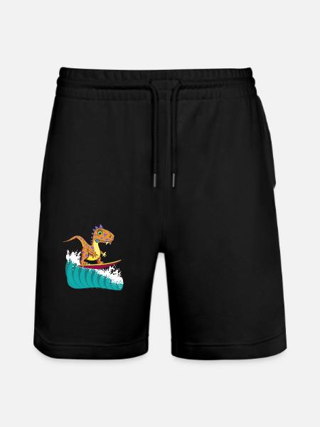 Dino Surf Cool #2 - Stanley/Stella Trainer Unisex Organic Jogging Shorts - black