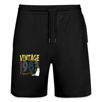 Vintage 1993 Cat sunset - Stanley/Stella Trainer Unisex Organic Jogging Shorts - black - Front - Nik (191cm) & Marisol (170cm)