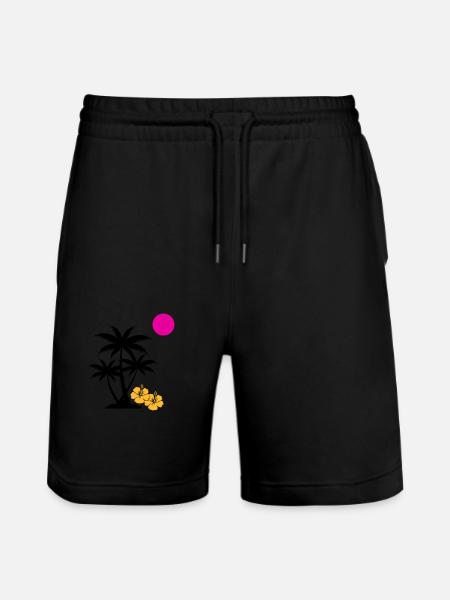 Palm Sunset - Stanley/Stella Trainer Unisex Organic Jogging Shorts - black