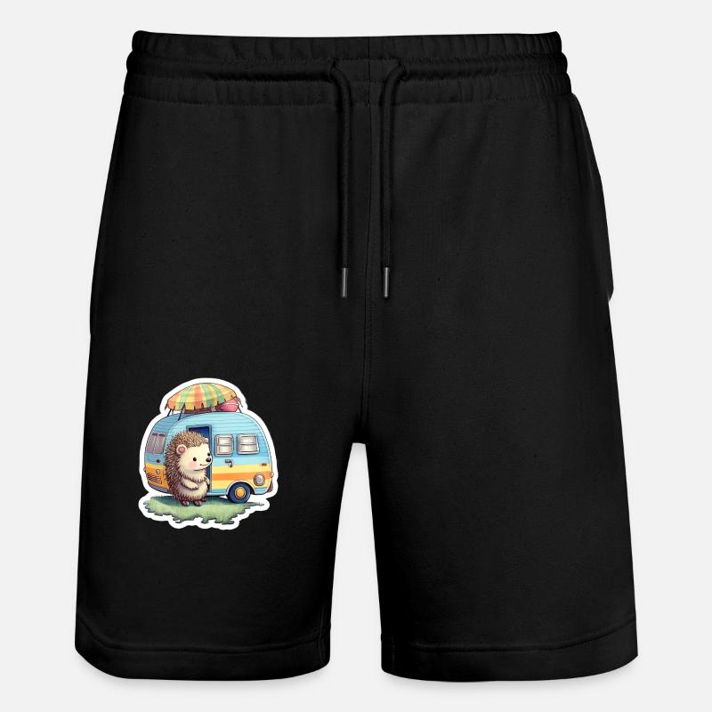 Igel Camping Wohnwagen Reisender - Stanley/Stella Unisex Bio Joggingshorts Trainer - Schwarz