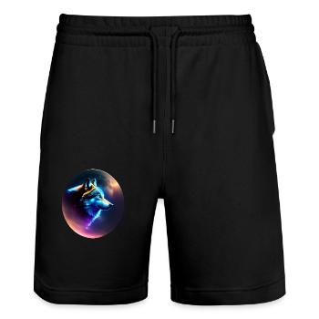 wolf - Stanley/Stella Trainer Unisex Organic Jogging Shorts - black - Front - Nik (191cm) & Marisol (170cm)