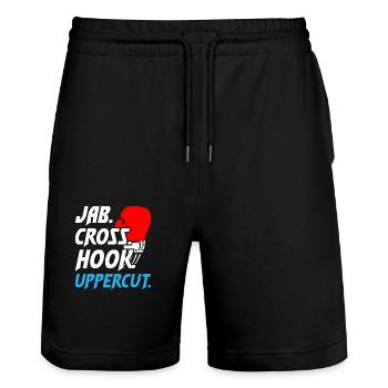 Boxing Jab Cross Hook Uppercut1 - Stanley/Stella Trainer Unisex Organic Jogging Shorts - black - Front - Nik (191cm) & Marisol (170cm)
