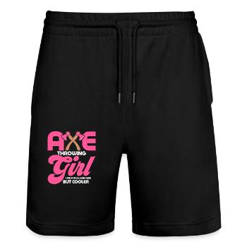 Axe Throwing Girl Like A Regular Girl Hatchet Ax T - Stanley/Stella Unisex Bio Joggingshorts Trainer  - Schwarz - Vorne - Nik (191cm) & Marisol (170cm)