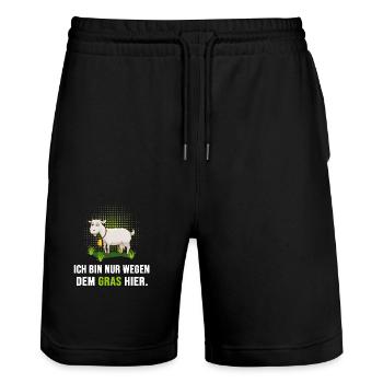 Ziegenbock Ziege "Ziege mag Gras" ziegenbart high - Stanley/Stella Unisex Bio Joggingshorts Trainer  - Schwarz - Vorne - Nik (191cm) & Marisol (170cm)