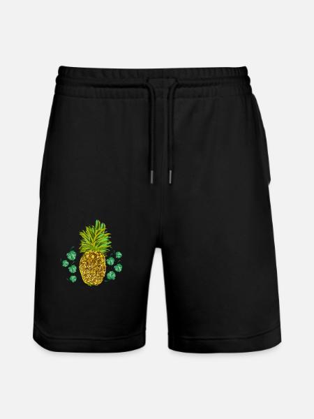 Pineapple - Stanley/Stella Trainer Unisex Organic Jogging Shorts - black