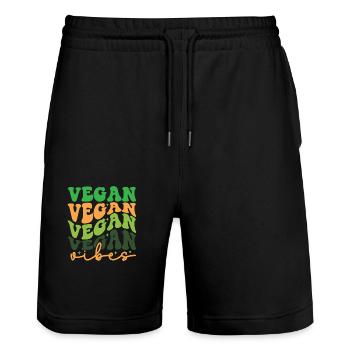 vegan vibes, veganuary, healthy eating, vegan - Stanley/Stella Trainer Unisex Organic Jogging Shorts - black - Front - Nik (191cm) & Marisol (170cm)