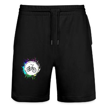 Fahrrad Icon Bunt - Stanley/Stella Unisex Bio Joggingshorts Trainer  - Schwarz - Vorne - Nik (191cm) & Marisol (170cm)