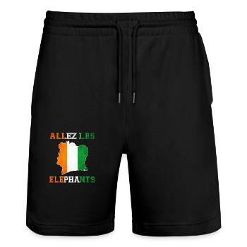 Allez Les Éléphant Maillot de Pied Côte d'Ivoire - Short de jogging bio TRAINER Stanley/Stella unisexe - noir - Devant - Nik (191cm) & Marisol (170cm)