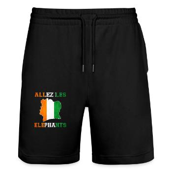 Allez LES Éléphant Maillot de Pied Côte d'Ivoire - Short de jogging bio TRAINER Stanley/Stella unisexe - noir - Devant - Nik (191cm) & Marisol (170cm)