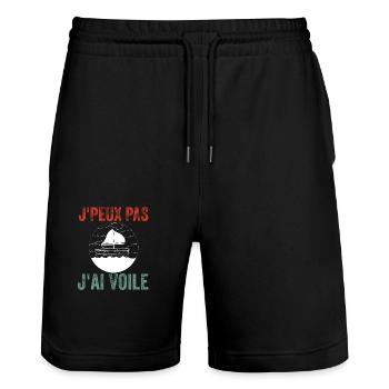 J'Peux Pas J'Ai Voile Voilier - Short de jogging bio TRAINER Stanley/Stella unisexe - noir - Devant - Nik (191cm) & Marisol (170cm)