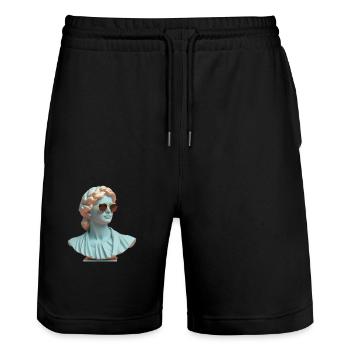 Statue römisch mit Sonnenbrille modern style art - Stanley/Stella Unisex Bio Joggingshorts Trainer  - Schwarz - Vorne - Nik (191cm) & Marisol (170cm)
