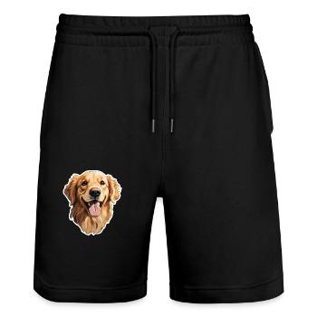 Tête de Golden Retriever - Short de jogging bio TRAINER Stanley/Stella unisexe - noir - Devant - Nik (191cm) & Marisol (170cm)