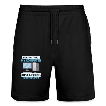 Never Worked In Tech Support Tech Support Computer - Stanley/Stella Unisex Bio Joggingshorts Trainer  - Schwarz - Vorne - Nik (191cm) & Marisol (170cm)