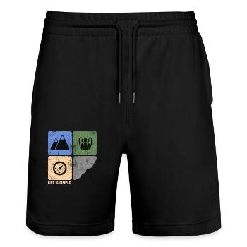 Mountain Hiking Ridge Hike Alpin Bergfex - Stanley/Stella Trainer Unisex Organic Jogging Shorts - black - Front - Nik (191cm) & Marisol (170cm)
