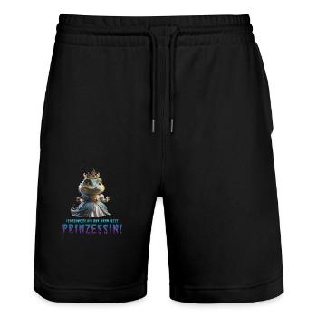 Kroko Prinzessin 03 - Stanley/Stella Unisex Bio Joggingshorts Trainer  - Schwarz - Vorne - Nik (191cm) & Marisol (170cm)