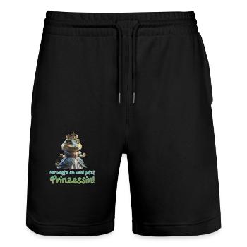 Kroko Prinzessin 01 - Stanley/Stella Unisex Bio Joggingshorts Trainer  - Schwarz - Vorne - Nik (191cm) & Marisol (170cm)