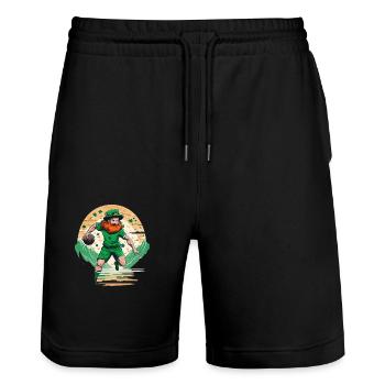 St. Patrick’s Day Shamrock Handball - Short de jogging bio TRAINER Stanley/Stella unisexe - noir - Devant - Nik (191cm) & Marisol (170cm)