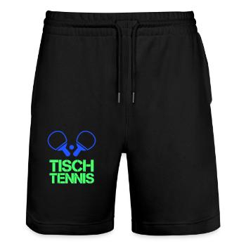 Ping-pong - Short de jogging bio TRAINER Stanley/Stella unisexe - noir - Devant - Nik (191cm) & Marisol (170cm)