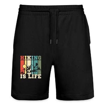 Hiking Is Life Mountain Hiker - Stanley/Stella Unisex Bio Joggingshorts Trainer  - Schwarz - Vorne - Nik (191cm) & Marisol (170cm)