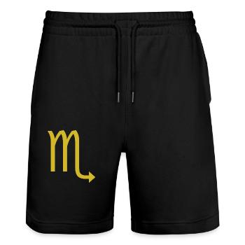 Zodiac sign Scorpio, exclusive t-shirt design - Stanley/Stella Trainer Unisex Organic Jogging Shorts - black - Front - Nik (191cm) & Marisol (170cm)
