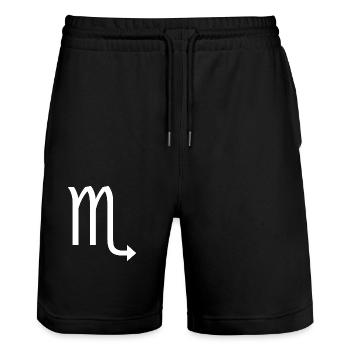Zodiac sign Scorpio, exclusive t-shirt design - Stanley/Stella Trainer Unisex Organic Jogging Shorts - black - Front - Nik (191cm) & Marisol (170cm)
