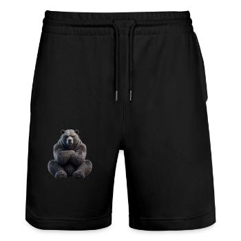 Bär grimmig 1 - Stanley/Stella Unisex Bio Joggingshorts Trainer  - Schwarz - Vorne - Nik (191cm) & Marisol (170cm)