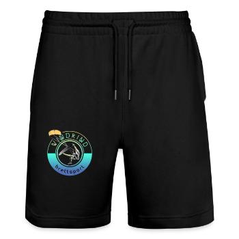 Kitesurfer Windkind - Stanley/Stella Unisex Bio Joggingshorts Trainer  - Schwarz - Vorne - Nik (191cm) & Marisol (170cm)