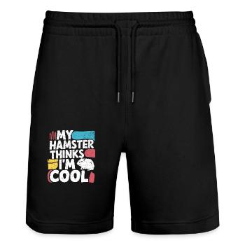 Lustiger Spruch für Hamsterfreunde - Stanley/Stella Unisex Bio Joggingshorts Trainer  - Schwarz - Vorne - Nik (191cm) & Marisol (170cm)