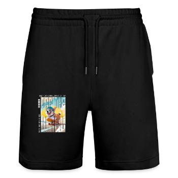 Off the Wall – Skaten mit Style und Spaß - Stanley/Stella Unisex Bio Joggingshorts Trainer  - Schwarz - Vorne - Nik (191cm) & Marisol (170cm)