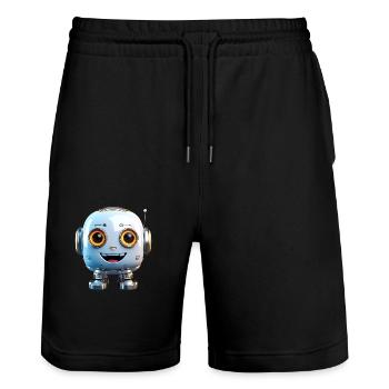Roboter für Nerds und alle die auf Technik stehen - Stanley/Stella Unisex Bio Joggingshorts Trainer  - Schwarz - Vorne - Nik (191cm) & Marisol (170cm)