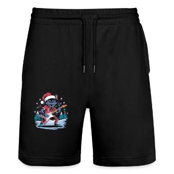 Christmas Wolf Rock – Festive and Wild - Stanley/Stella Trainer Unisex Organic Jogging Shorts - black - Front - Nik (191cm) & Marisol (170cm)
